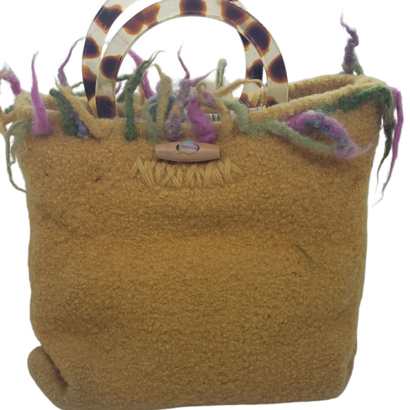 Handmade Felted Wool Purse Large Flower Tote Virginia Rowan Rokholt Art 1990s - Picture 2 of 10